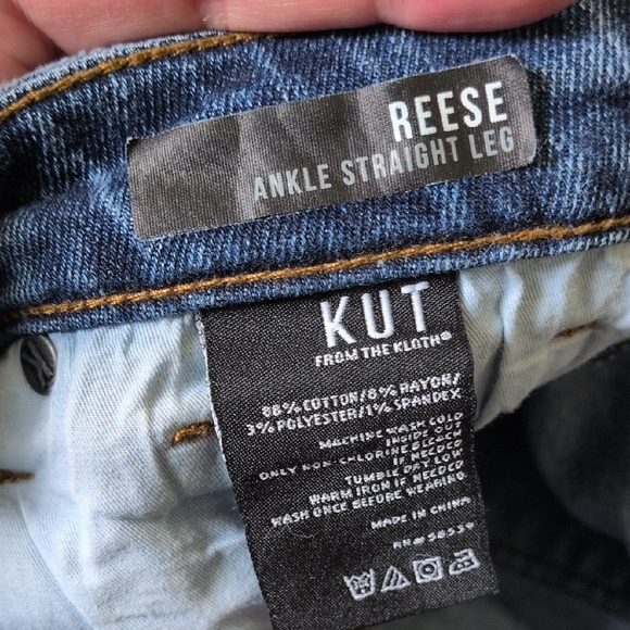 KUT FROM THE KLOTH I Reese Raw Edge Ankle Straight Leg Denim Blue Jeans, 10 - Picture 10 of 12